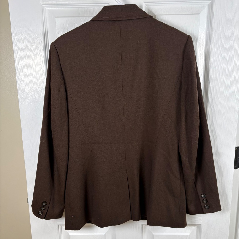 Talbots Wool Blend Blazer 6 Brown Stretch Made in Italy Academia Professional - Picture 7 of 8